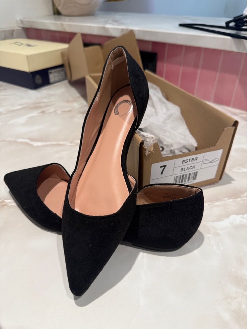 Journee Collection Black Pointed D'Orsay Flats
